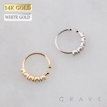 14Kt Gold NOSE "O-RING" WITH 5 CRYSTAL LINE
